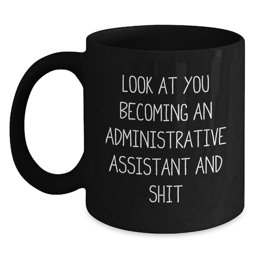Funny Gifts from Friends for Administrative Assistant Love Black Coffee Mug - Christmas Unique Gifts for Coworkers and Family - Main