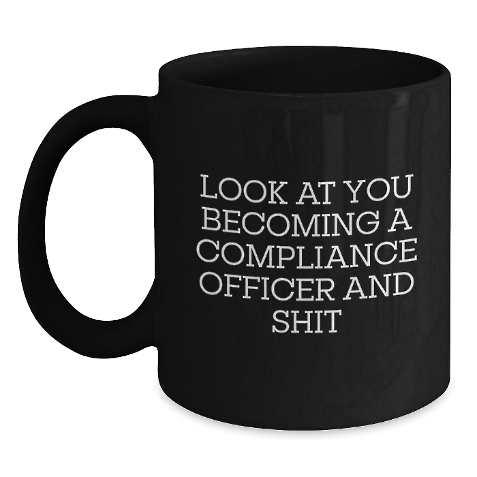 Funny Compliance Officer Gifts for Women, Black Coffee Mug, Look At You Becoming A Compliance Officer And Shit, Unique Christmas Unique Gifts from Friends - Main