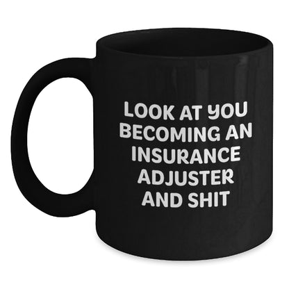 Funny Insurance Adjuster Black Coffee Mug Gifts from Friends, Unique Christmas Unique Gifts for Insurance Adjuster, Men, Coworkers, Family - Main