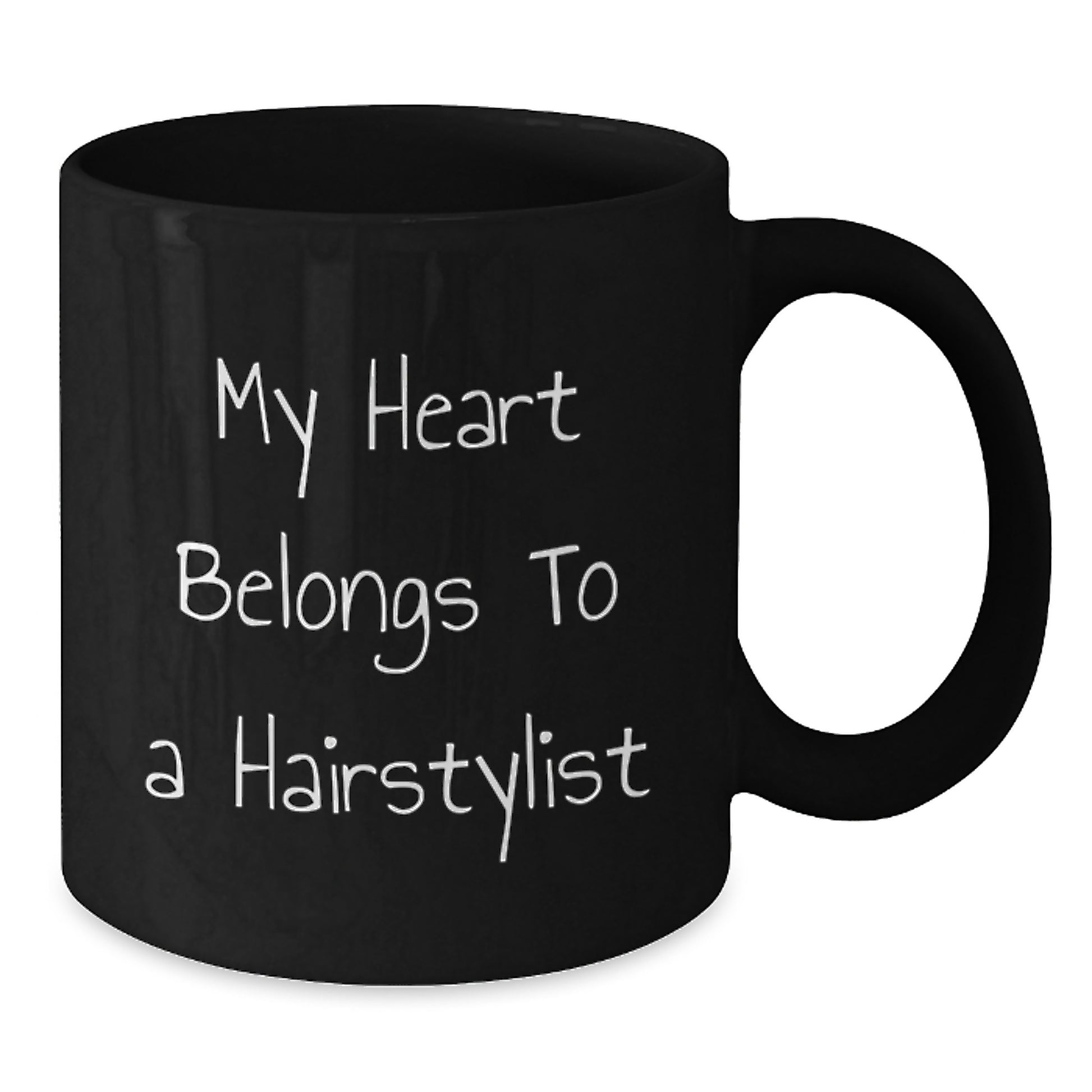 Funny Gift Ideas for Hairstylist Lover, Christmas Unique Gifts from Friends, 11oz or 15oz Black Coffee Mug with Quote 'My Heart Belongs To A Hairstylist' - Additional
