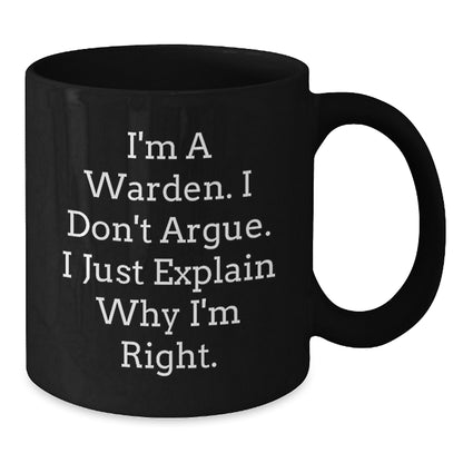 Warden Inspirational Black Coffee Mug Gifts for Men Funny Birthday Unique Ideas - Additional