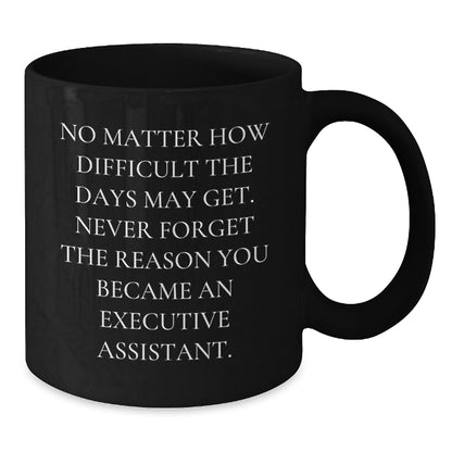 Funny Executive Assistant Gifts - Inspirational Mugs for Men, Women, Coworkers, and Friends, Black Coffee Mug with Quote 'Never Forget The Reason...' - Additional