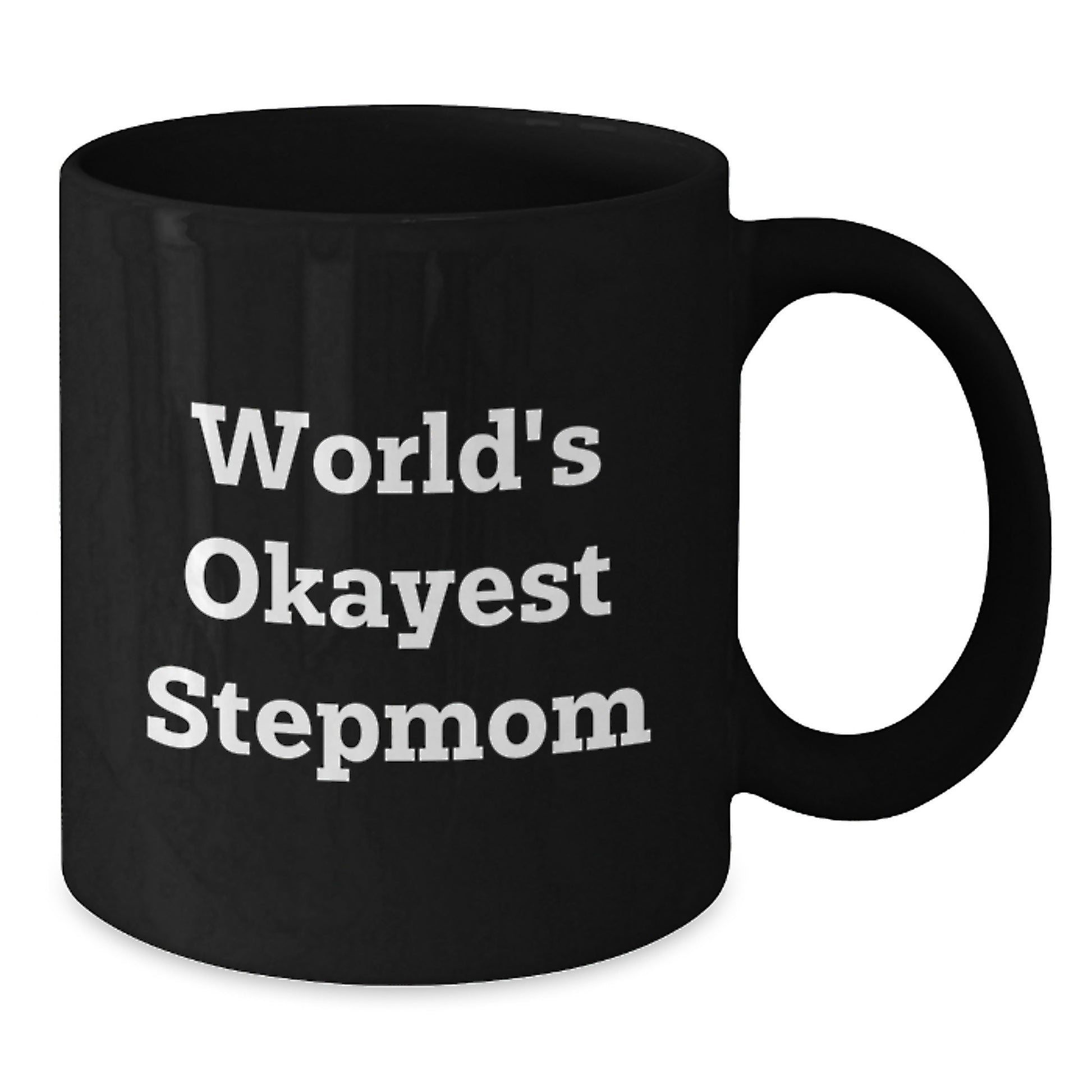 Funny Stepmom Gifts, World's Okayest Stepmom Black Coffee Mug for Stepmom, Birthday Unique Gifts from Family to Stepmom - Additional