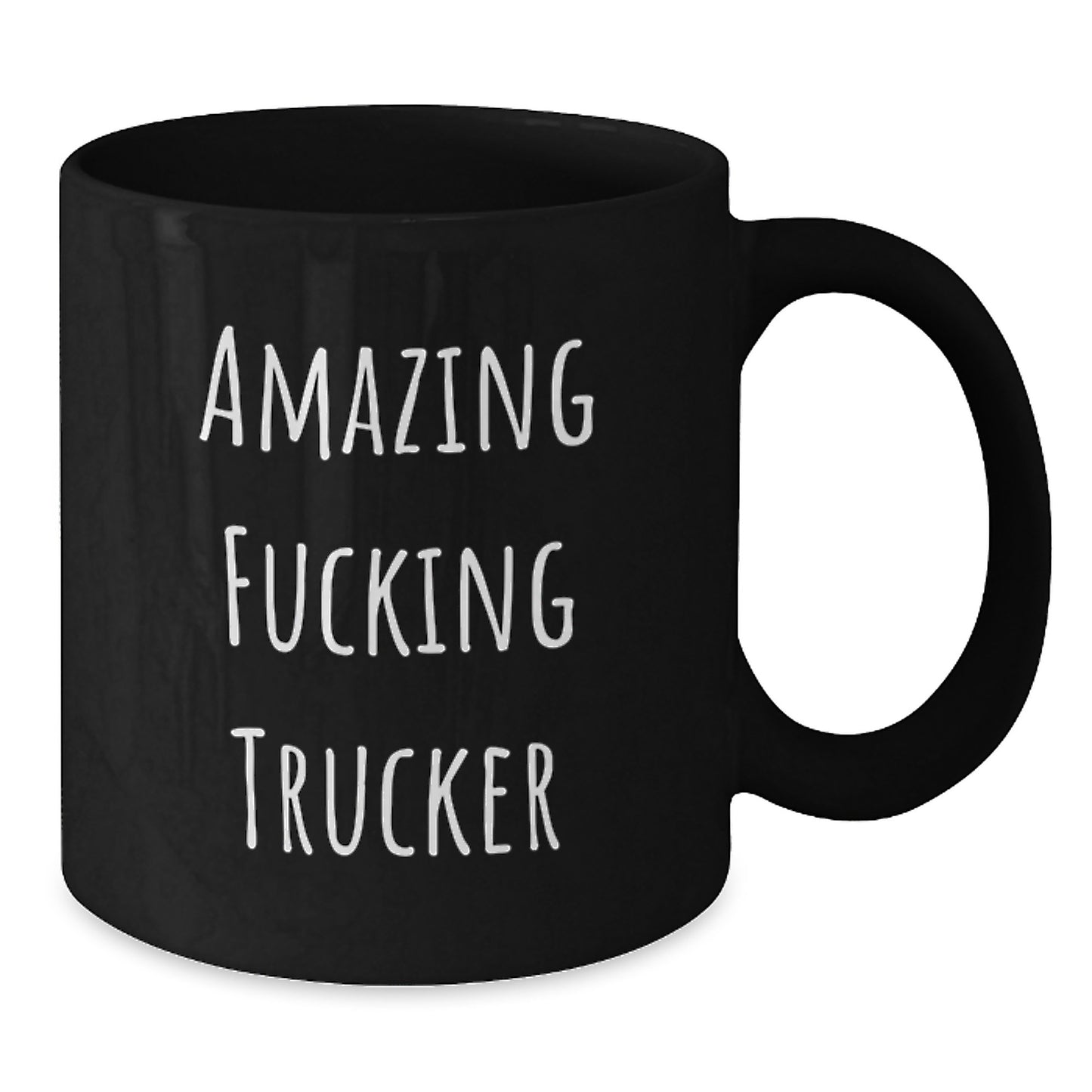 Funny Trucker Gifts from Friends, Unique Birthday Unique Gift Ideas for Trucker Men, Amazing F--king Trucker Black Coffee Mug - Additional