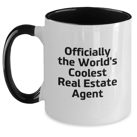 Funny Quotes for Real Estate Agents Gifts from Friends to Friends Christmas Unique Gifts Two Tone Coffee Mugs Officially The World's Coolest Real Estate Agent - Main