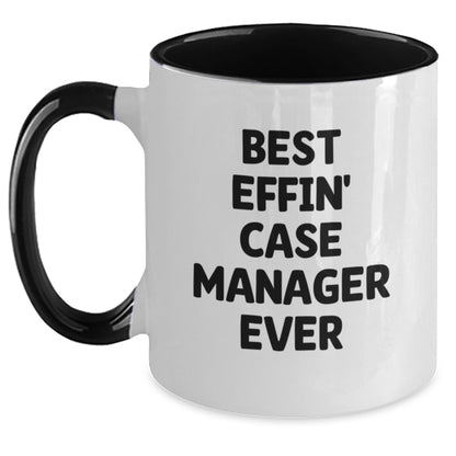 Funny Case Manager Gifts from Friends, Best Effin' Case Manager Ever Two Tone Coffee Mugs for Graduation, Unique Gifts for Case Manager, Case Manager Appreciation Mugs - Main