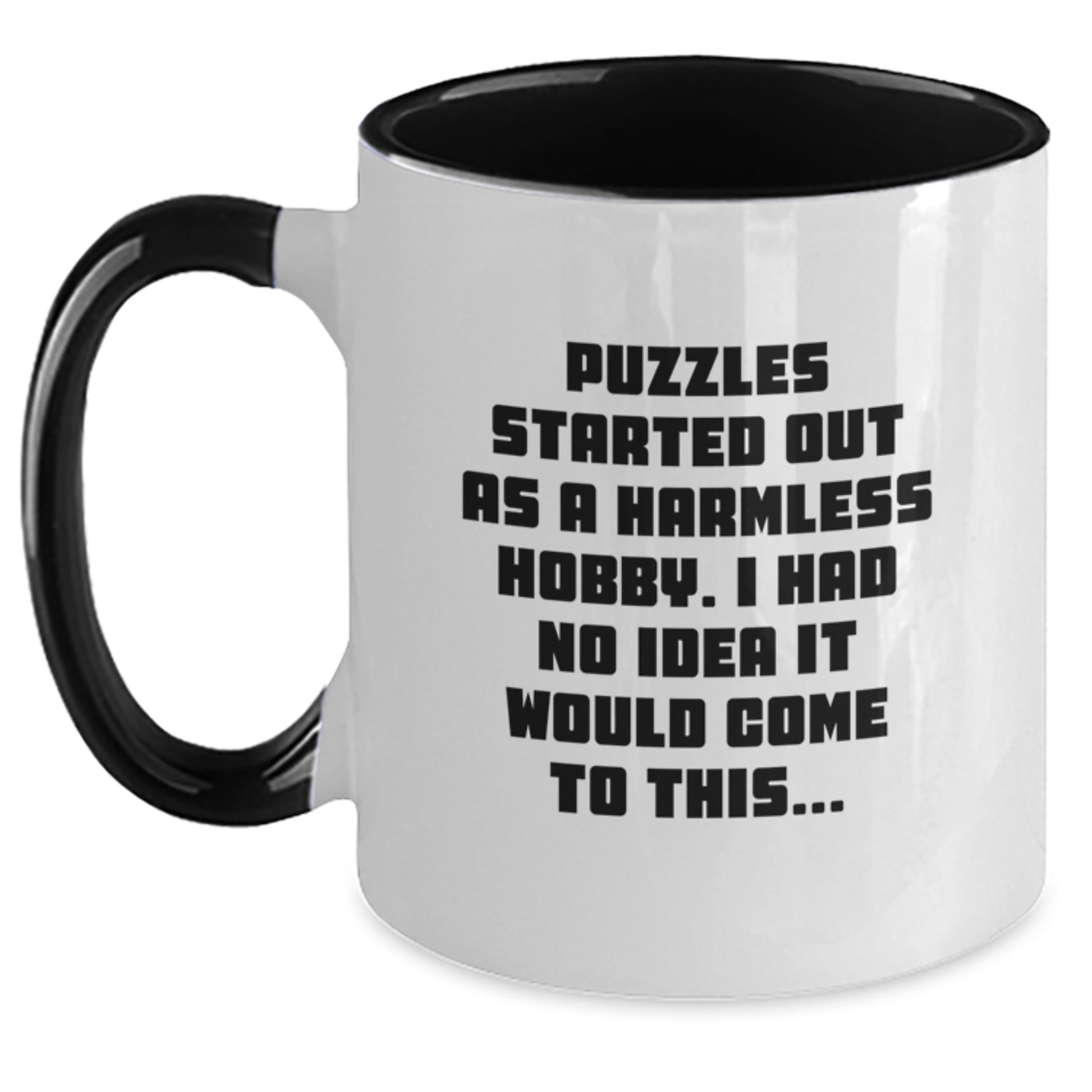 Puzzles Started Out Funny, Gift for Puzzles Enthusiasts, Two Tone Coffee Mug for Birthday, Gifts from Friends, Gifts for Puzzles Lovers - Main