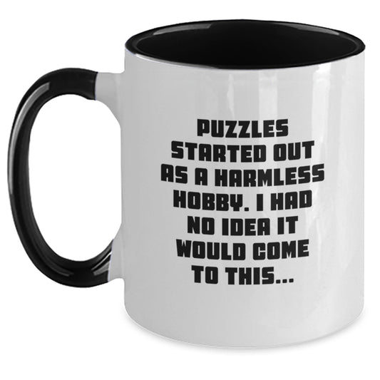 Puzzles Started Out Funny, Gift for Puzzles Enthusiasts, Two Tone Coffee Mug for Birthday, Gifts from Friends, Gifts for Puzzles Lovers - Main