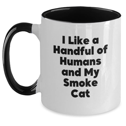 Funny Smoke Cat Two Tone Coffee Mug Gifts for Birthday, Smoke Cat Lovers' Unique Presents from Friends, Coworkers, Family - Main