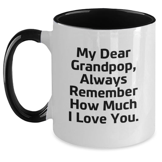 Grandpop's Inspirational Two Tone Coffee Mug, Funny Quote Gifts for Men, Unique Graduation Presents from Family, Friends, or Coworkers - Main