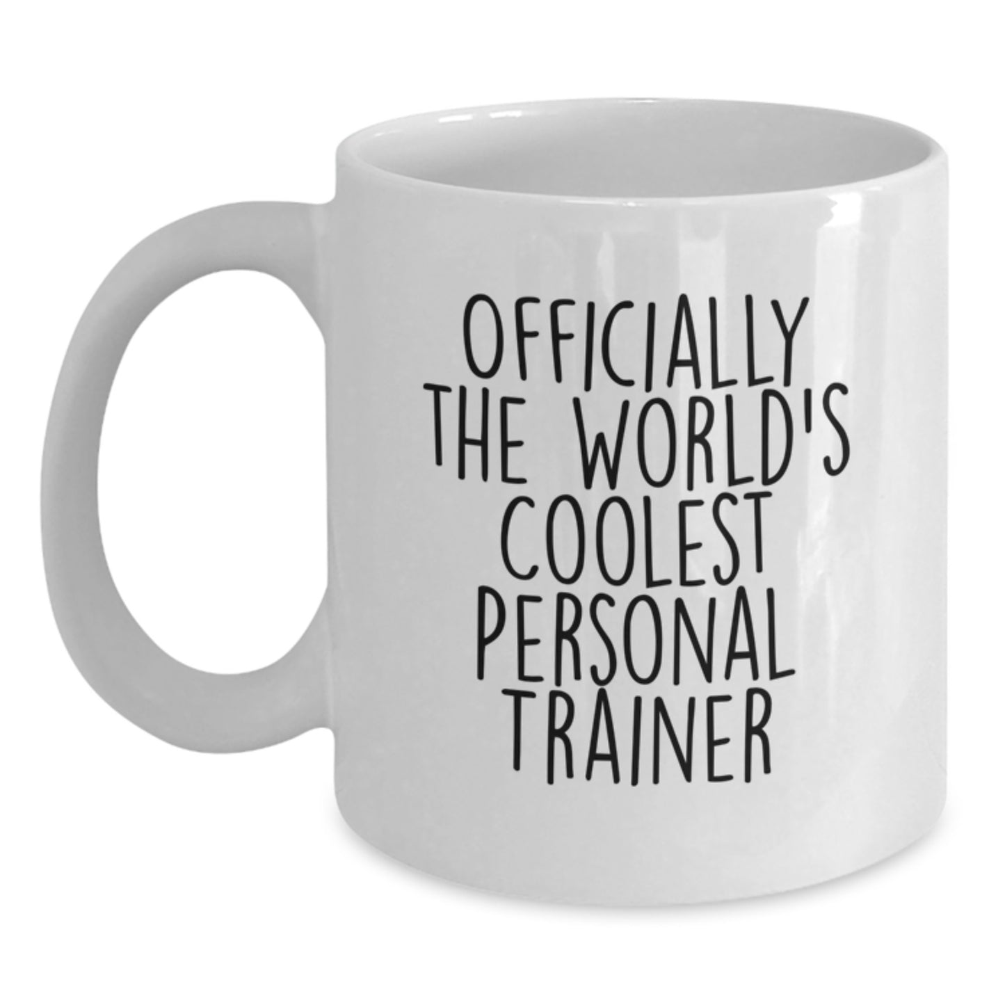 Funny Personal Trainer Gifts from Friends - White Coffee Mug for Him or Her with Officially The World's Coolest Personal Trainer Quote - Unique Christmas Unique Gifts - Main