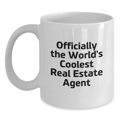 Funny Real Estate Agent Gifts from Friends, White Coffee Mug, Officially The World's Coolest Real Estate Agent, Unique Christmas Unique Gifts for Real Estate Agent Men - Main