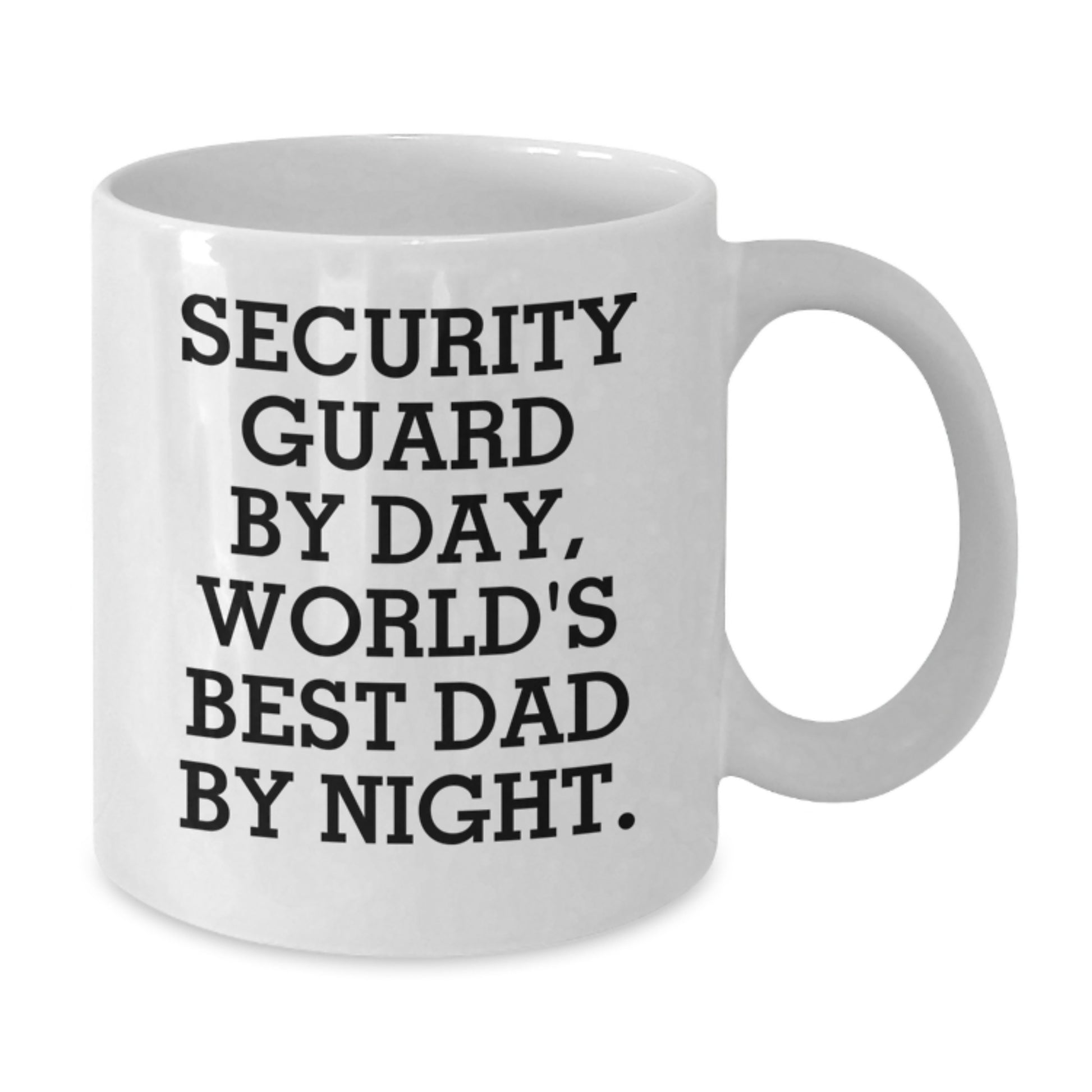 Funny Security Guard White Coffee Mug, Gifts from Men to Friends for Birthday Unique Gift Ideas, Security Guard By Day, World's Best Dad By Night - Additional