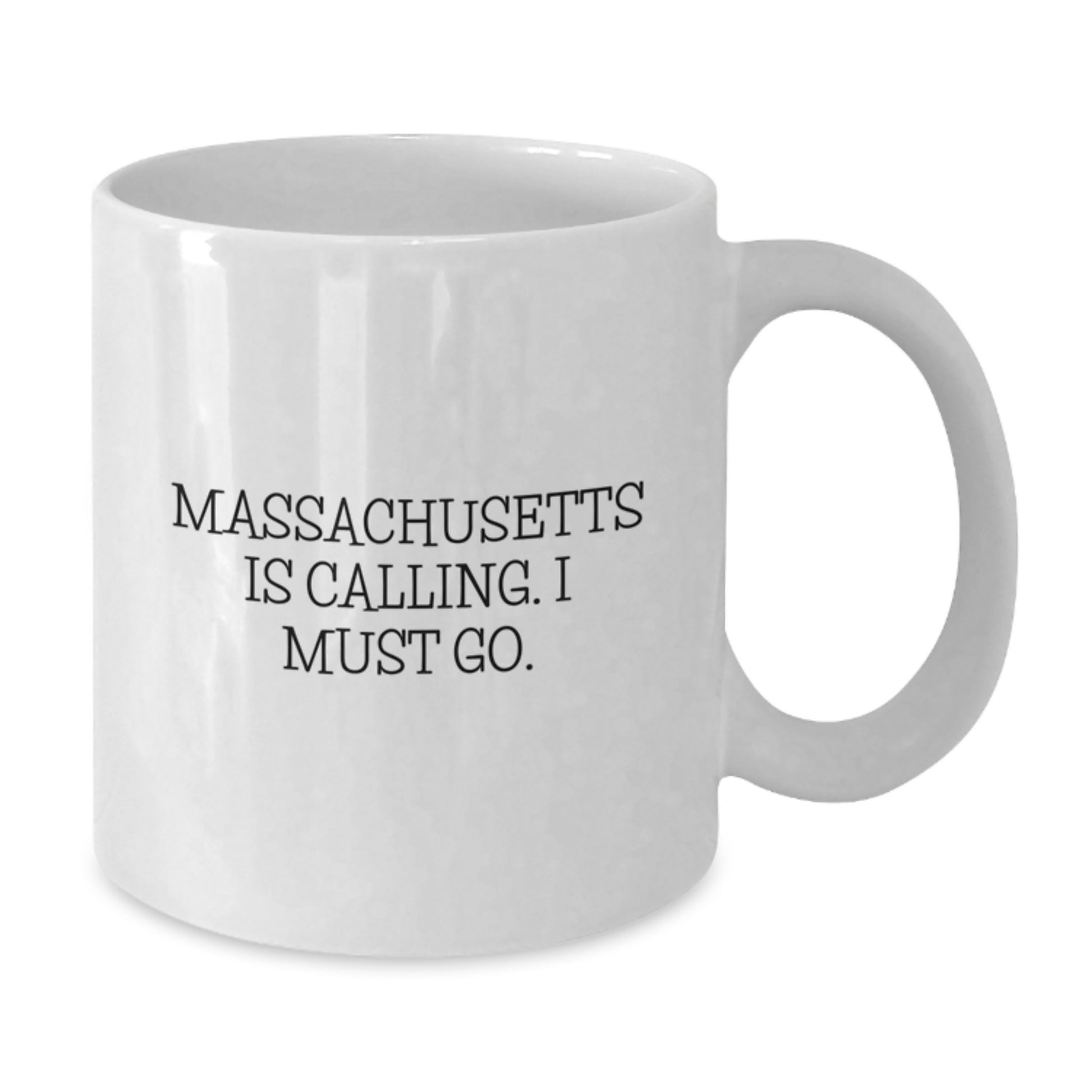 Funny Massachusetts Gifts from Friends - Valentine's Unique Coffee Mugs for Massachusetts Lovers, White Coffee Mug with 'Massachusetts Is Calling. I Must Go.' Quote - Additional