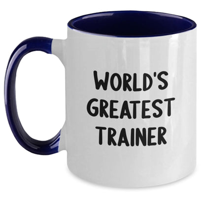 Funny World's Greatest Trainer Gifts from Friends for Trainers on Valentine's Unique Two Tone Coffee Mugs - Main