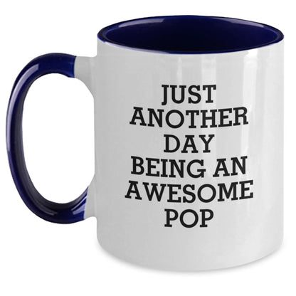 Funny Pop Gifts for Friends Two Tone Coffee Mugs with Just Another Day Being An Awesome Pop Quote, Christmas Unique Gift Ideas for Women and Men from Family - Main
