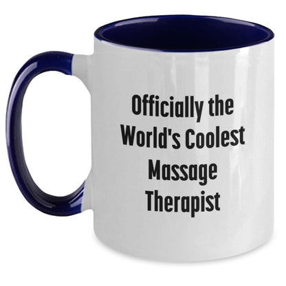 Funny Massage Therapist Gifts from Men, Women, Friends, or Family - Officially The World's Coolest Massage Therapist Two Tone Coffee Mug for Christmas Unique Gifts - Main