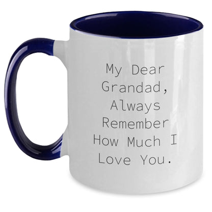 Funny Grandad Gifts from Men to Grandad - Two Tone Coffee Mug with 'My Dear Grandad...' Quote - Birthday Unique Presents - Main