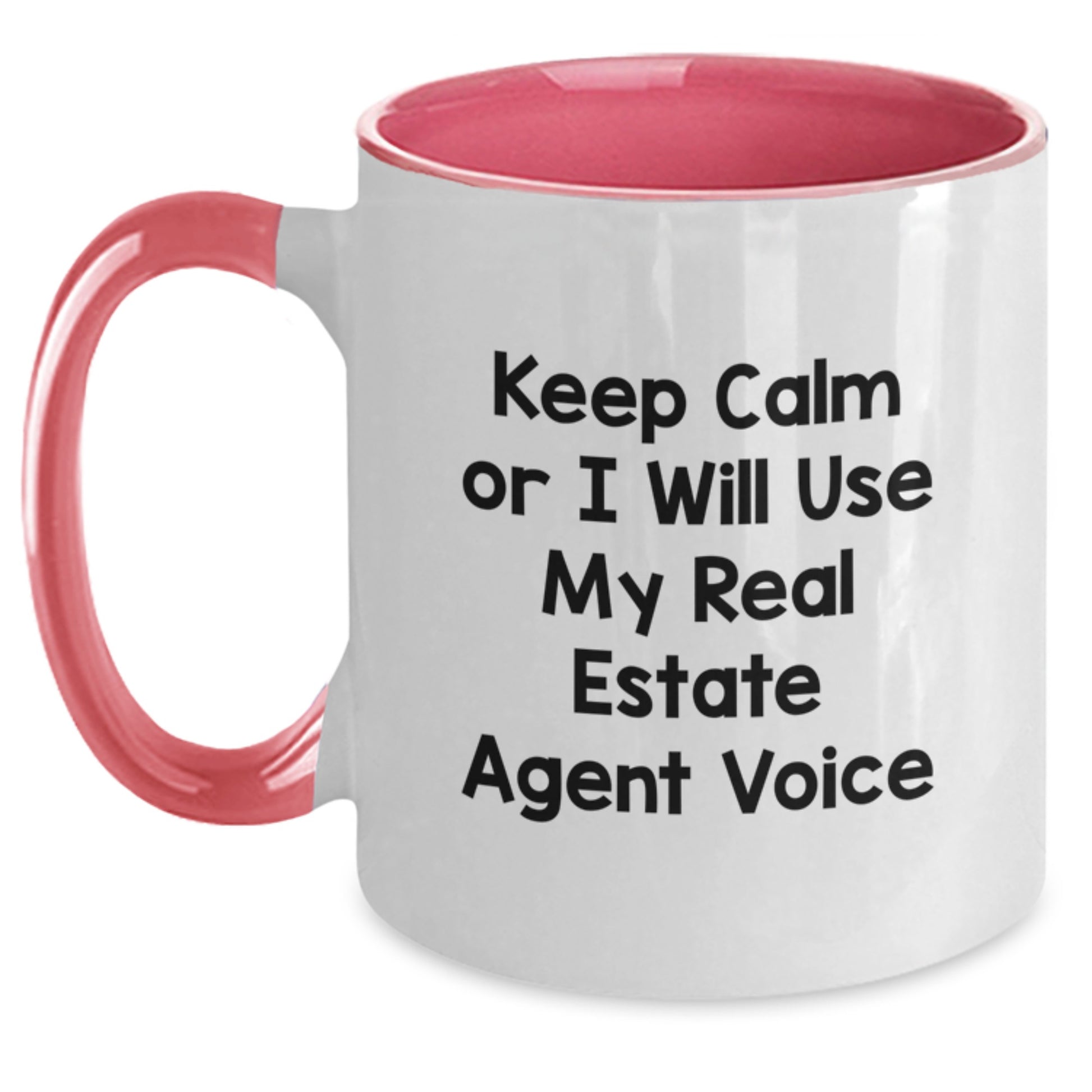 Funny Real Estate Agent Gifts from Friends, Christmas Unique Mugs for Real Estate Agents with Keep Calm Or I Will Use My Real Estate Agent Voice - Main