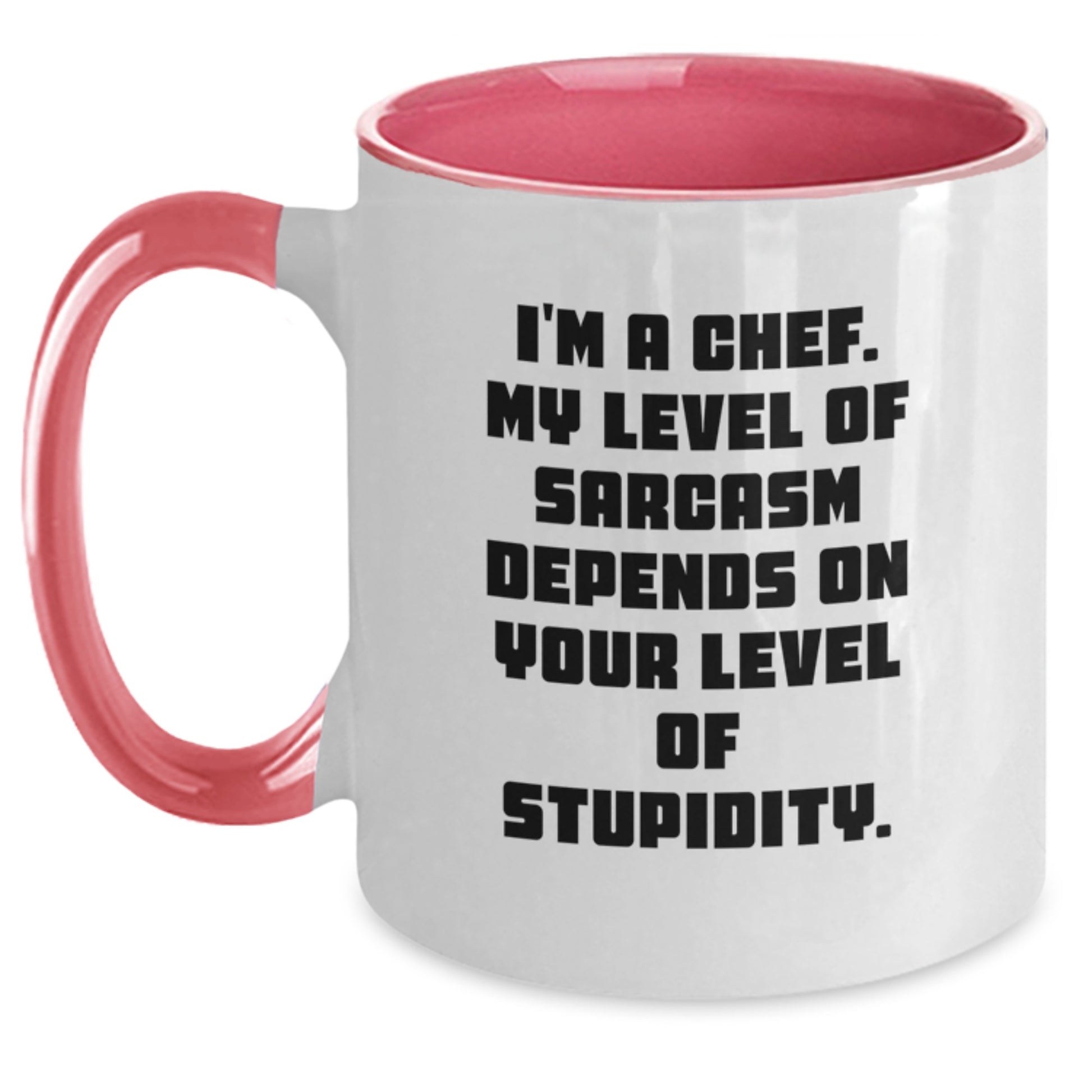 Funny Chef Gifts for Men - Two Tone Coffee Mug, Black and White, I'm A Chef My Level Of Sarcasm Depends On Your Level Of Stupidity - Gifts from Friends for Chef's Christmas Unique - Main