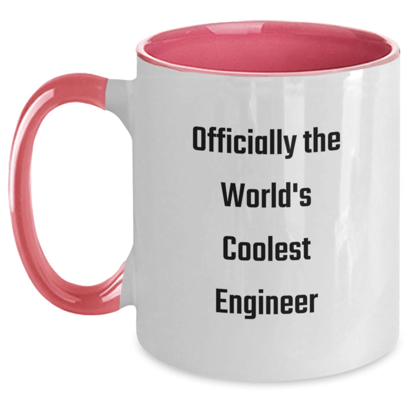 Funny Engineer Gifts - Officially The World's Coolest Engineer Two Tone Coffee Mug, Gifts from Friends for Engineer, Graduation Unique Gifts White/Pink / 11oz