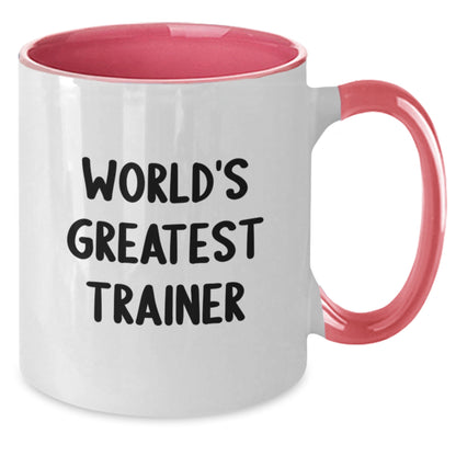 Funny World's Greatest Trainer Gifts from Friends for Trainers on Valentine's Unique Two Tone Coffee Mugs - Additional