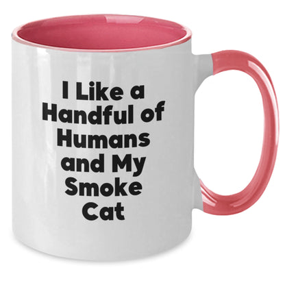 Funny Smoke Cat Two Tone Coffee Mug Gifts for Birthday, Smoke Cat Lovers' Unique Presents from Friends, Coworkers, Family - Additional
