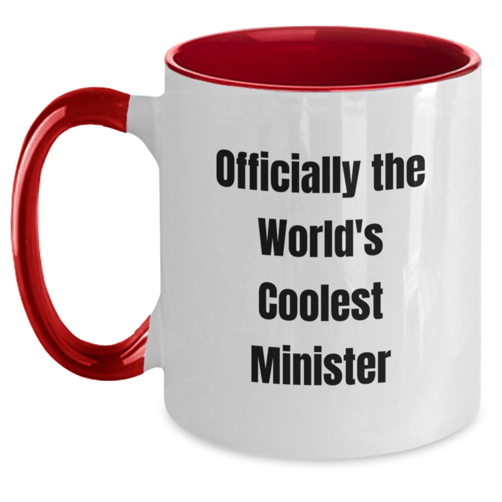 Funny Minister Gifts from Friends, Unique Two Tone Coffee Mug for Officially The World's Coolest Minister, Graduation - Main