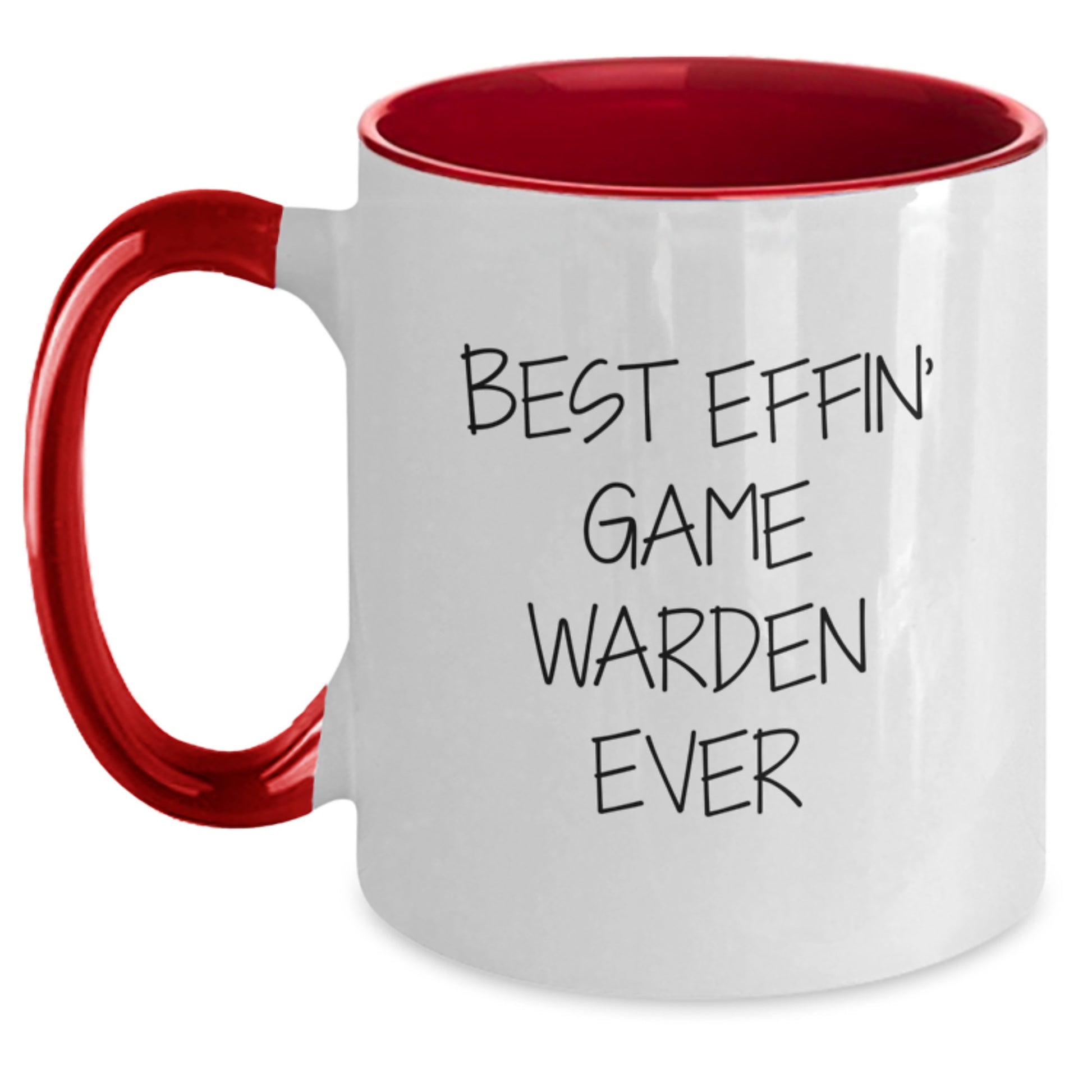 Funny Game Warden Gifts from Friends, Best Effin' Game Warden Ever Two Tone Coffee Mugs for Graduation, Gifts for Men and Women - Black and White, Red and White, Navy and White, Pink and White - Main