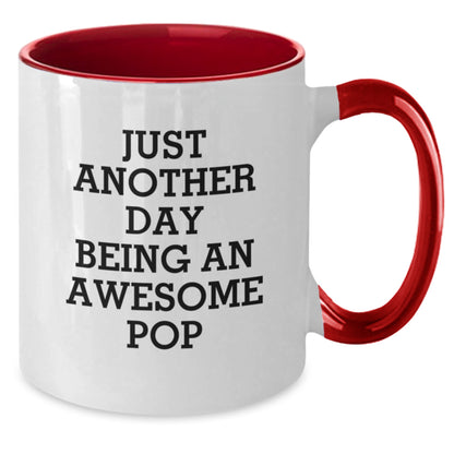 Funny Pop Gifts for Friends Two Tone Coffee Mugs with Just Another Day Being An Awesome Pop Quote, Christmas Unique Gift Ideas for Women and Men from Family - Additional