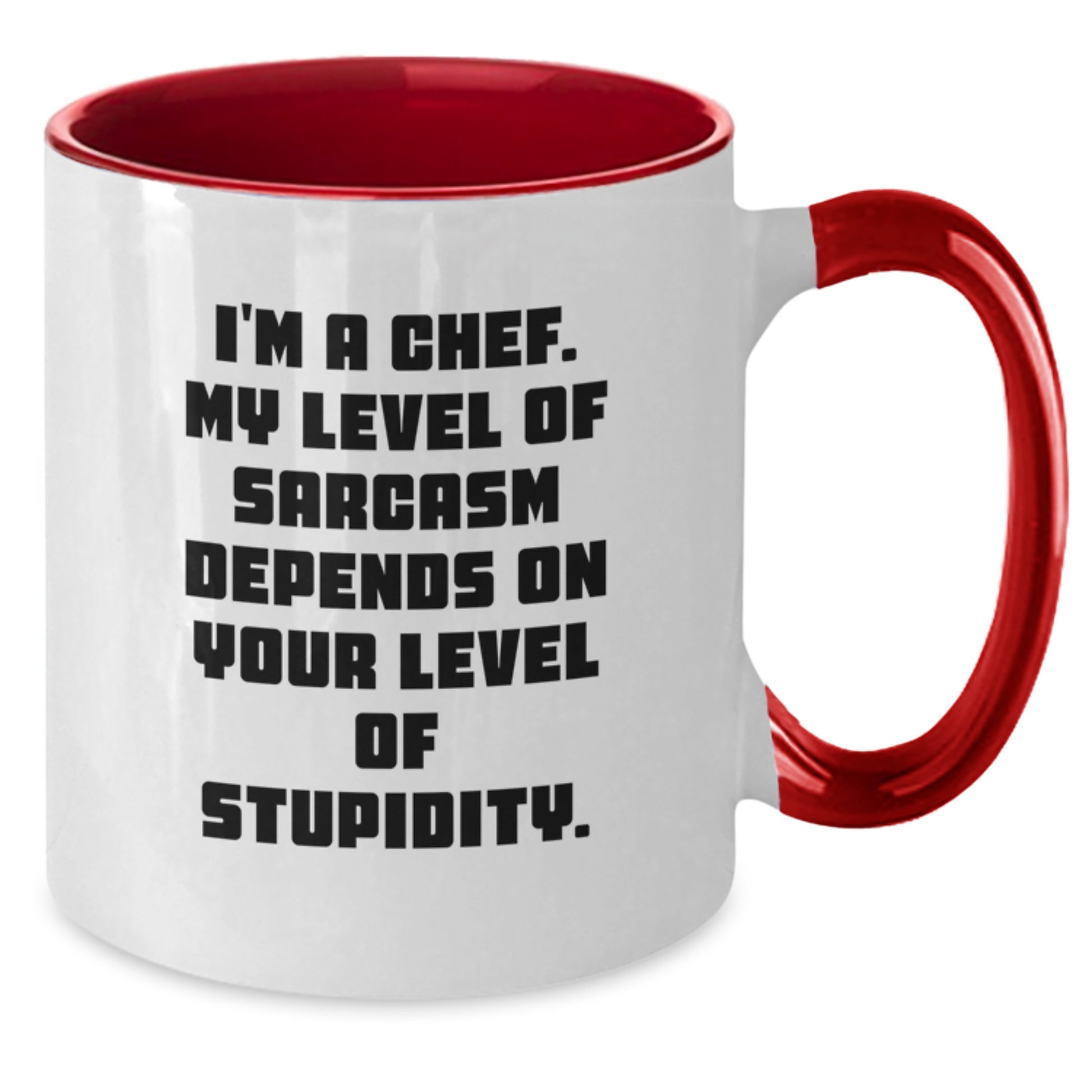 Funny Chef Gifts for Men - Two Tone Coffee Mug, Black and White, I'm A Chef My Level Of Sarcasm Depends On Your Level Of Stupidity - Gifts from Friends for Chef's Christmas Unique - Additional