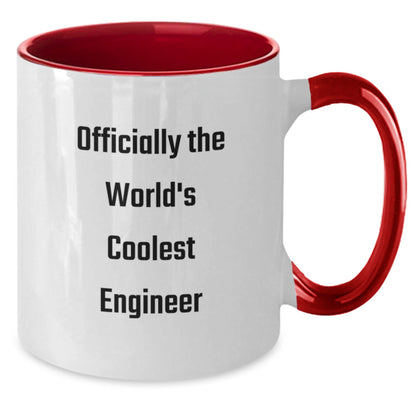 Funny Engineer Gifts - Officially The World's Coolest Engineer Two Tone Coffee Mug, Gifts from Friends for Engineer, Graduation Unique Gifts