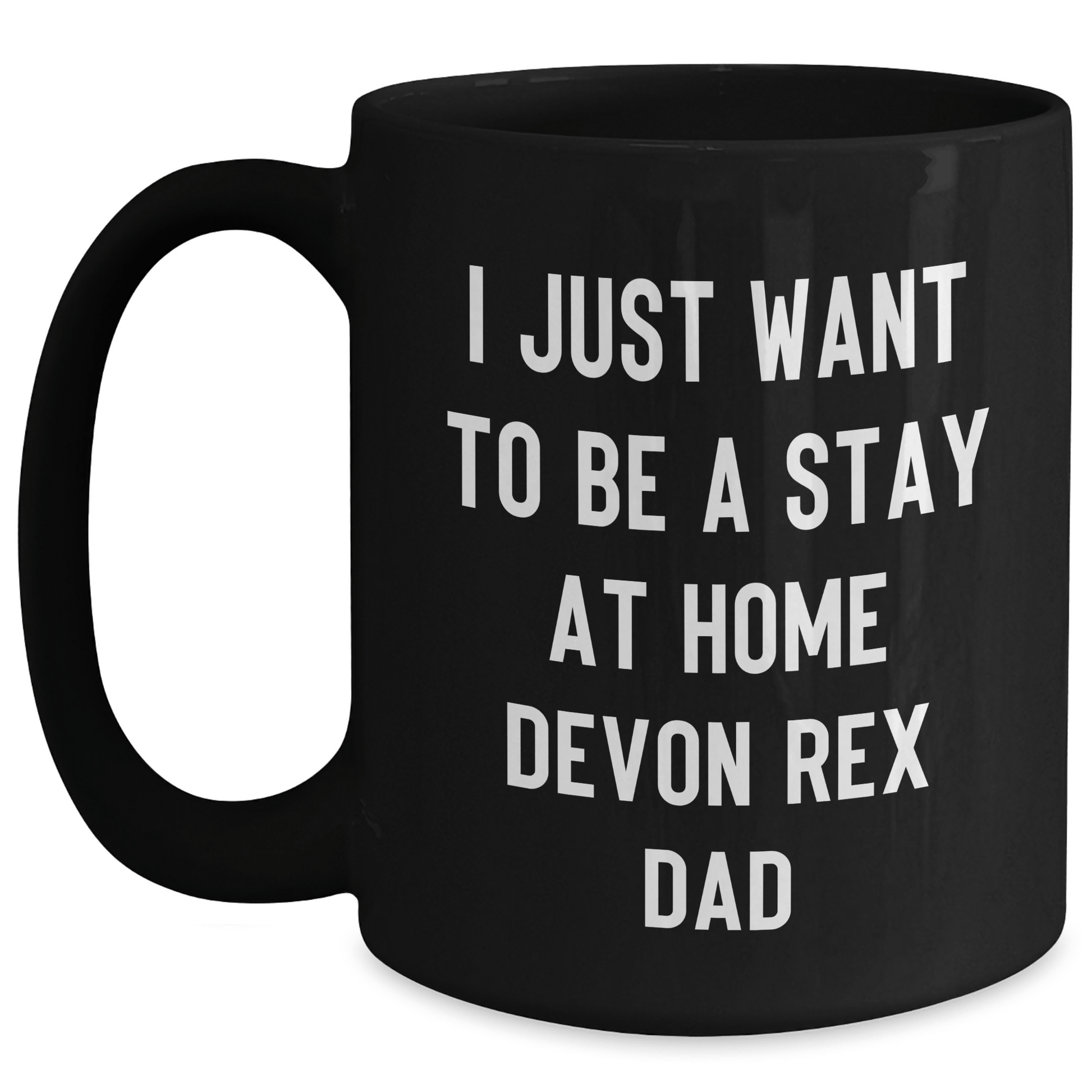Funny Devon Rex Cat Dad Gifts from Men to Friends - Black Coffee Mug 'I Just Want To Be A Stay At Home Devon Rex Dad' for Father's Day Unique Gifts Black / 15oz