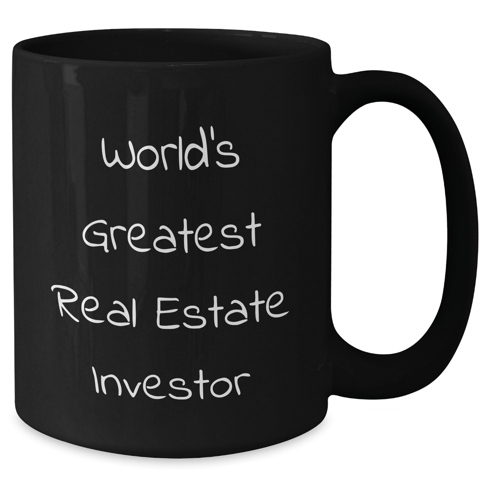 Funny Real Estate Investor Gift for Him, World's Greatest Quote on Black Coffee Mug, Perfect for Graduation, Gifts from Men to Real Estate Investor Friends