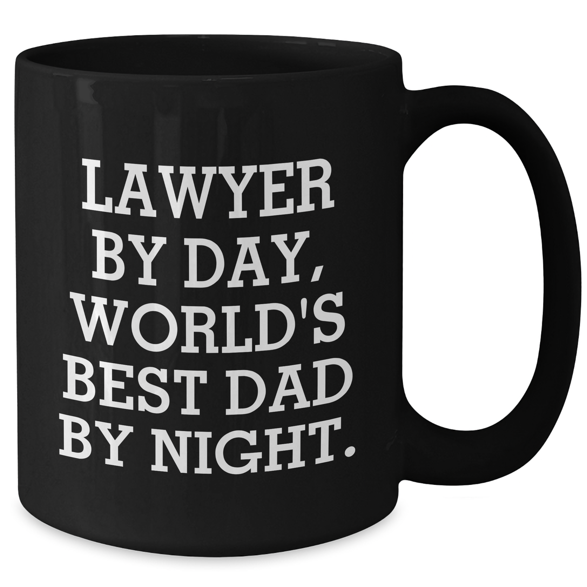 Funny Lawyer Gifts from Men - 'Lawyer By Day, World's Best Dad By Night.' Black Coffee Mug for Dad on Father's Day, Unique Gifts for Lawyer - Additional