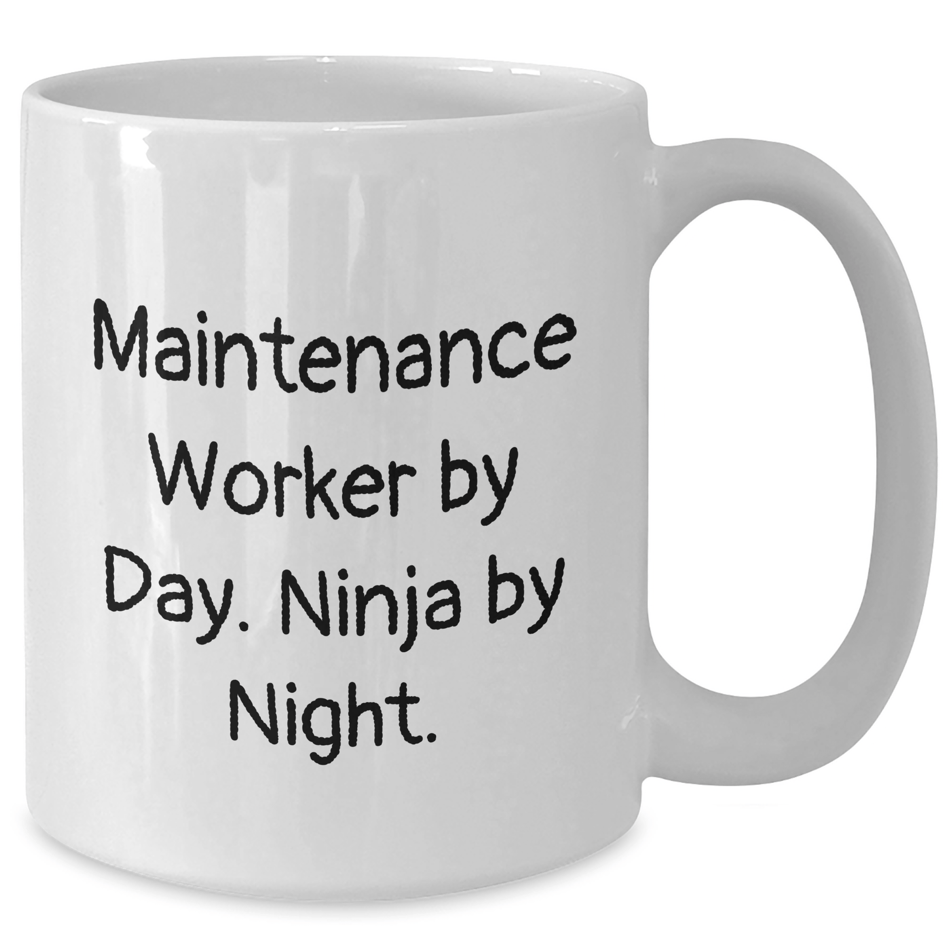 Maintenance Worker Gifts, Funny White Coffee Mug, Father's Day Unique Gifts from Men - 'Maintenance Worker By Day. Ninja By Night.'