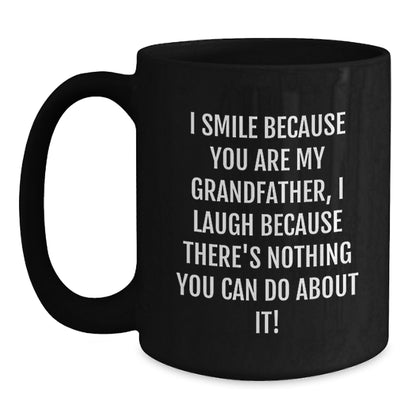 Funny Grandfather Gifts for Him, Black Coffee Mug, Unique Christmas Memorable Presents from Family and Friends, 11oz or 15oz - Main
