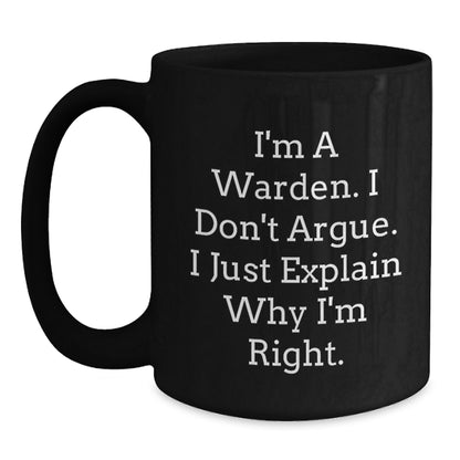 Warden Inspirational Black Coffee Mug Gifts for Men Funny Birthday Unique Ideas - Main