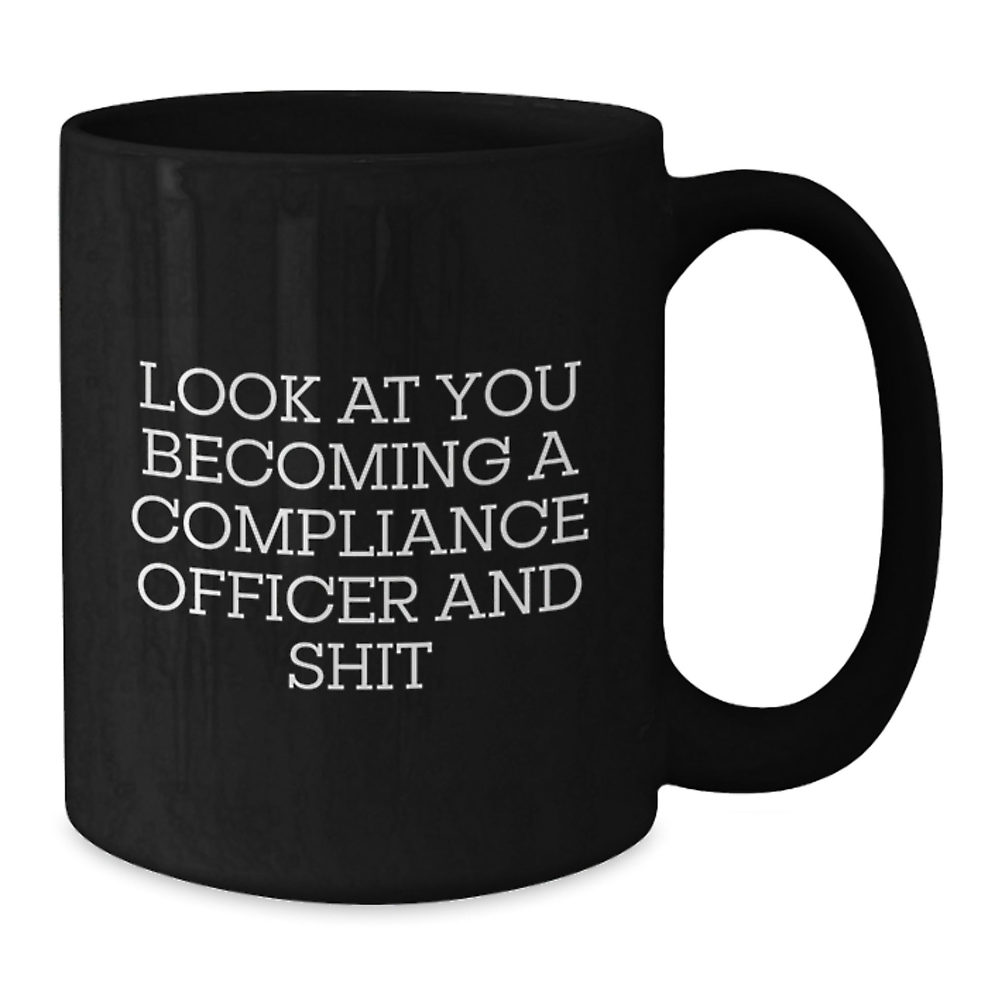 Funny Compliance Officer Gifts for Women, Black Coffee Mug, Look At You Becoming A Compliance Officer And Shit, Unique Christmas Unique Gifts from Friends - Additional