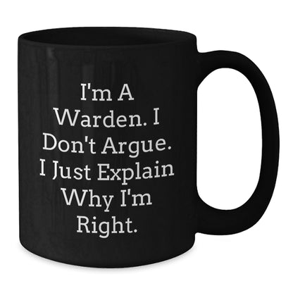 Warden Inspirational Black Coffee Mug Gifts for Men Funny Birthday Unique Ideas - Additional