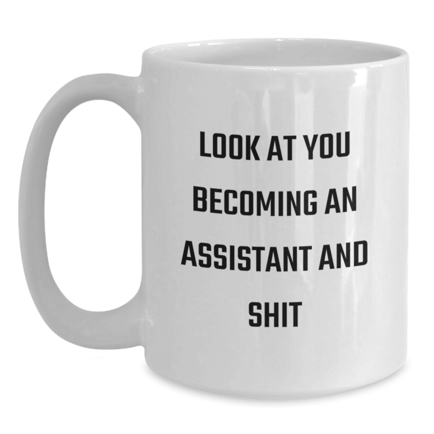 Funny Assistant White Coffee Mugs Gifts from Friends and Family for Assistants, Unique Christmas Unique Gifts, White Coffee Mug with 'Look At You Becoming An Assistant And Shit' Quote - Main