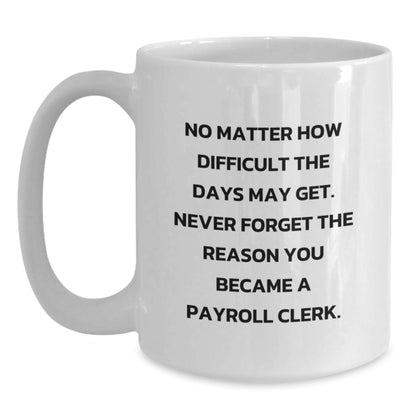 Funny Payroll Clerk Gifts from Men for Payroll Clerk Friends, White Coffee Mug with Inspirational Quote, Christmas Unique Presents - Main