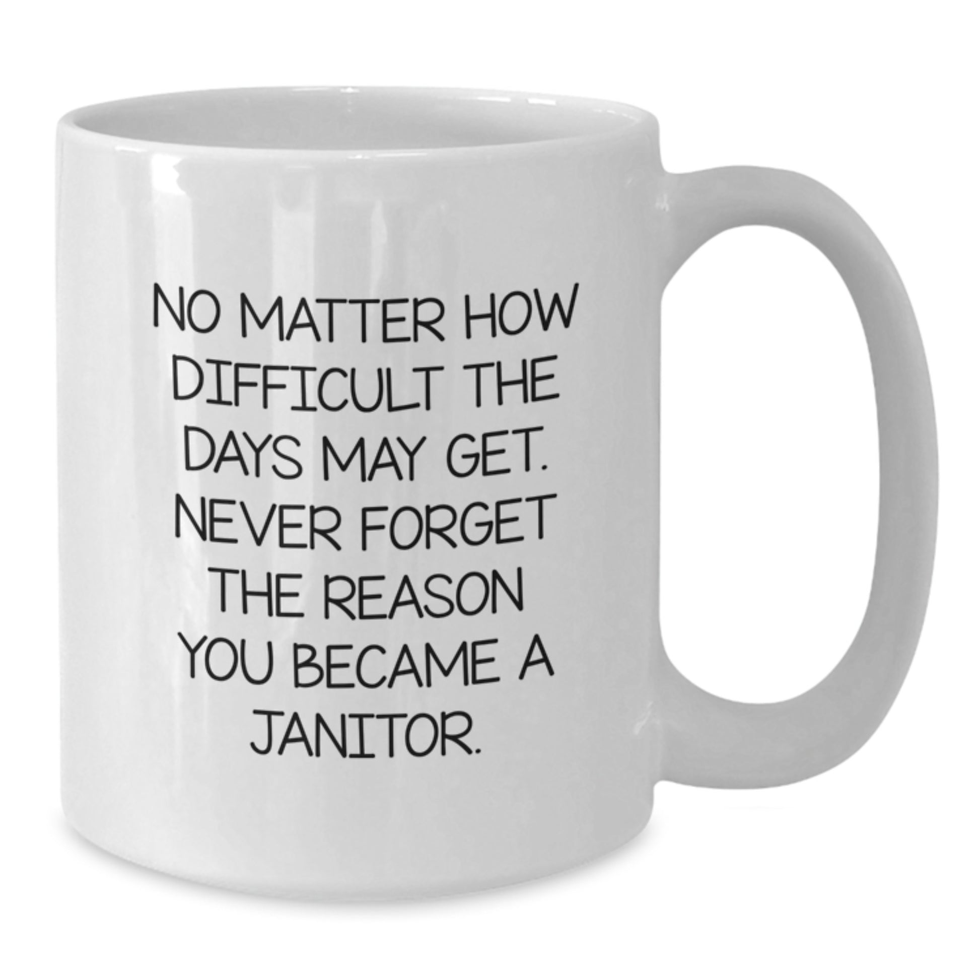 Janitor Inspiration Gifts from Friends for Janitor Graduation, Funny White Coffee Mug 'No Matter How Difficult The Days May Get' - Additional