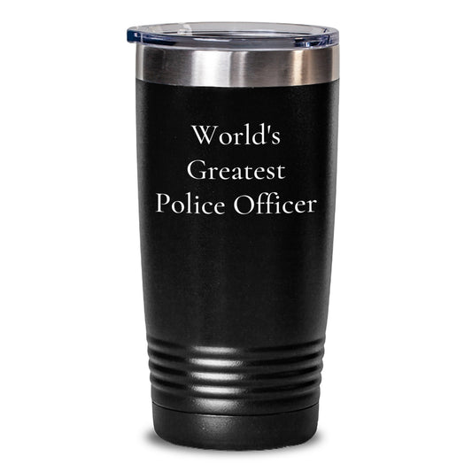 Funny Police Officer Gifts, World's Greatest Police Officer Tumbler, Birthday Unique Gifts from Friends to Police Officer - Main