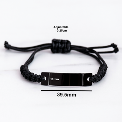 Flight Attendant Humor Gifts from Friends for Father's Day - 'I'm Not Perfect' Rope Bracelet, Adjustable Black Stainless Steel with Interlaced Rope - Image 4