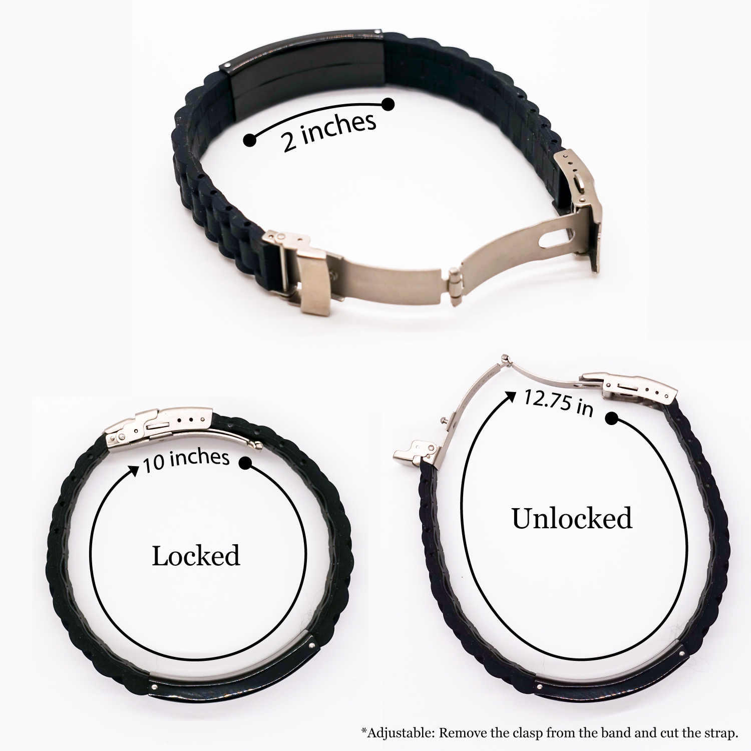 Funny Grandmother Gifts, Best Grandmother Ever Glide lock Clasp Bracelet, Adjustable Silver Black Stainless Steel Silicone, Gifts from Men to Grandmother, Father's Day Unique Gifts small / Black