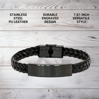 Occupational Therapist Gifts for Mother's Day - Interlaced Leather Bracelet from God Found Some Of The Strongest Women - Gift from Friends and Family small / Black
