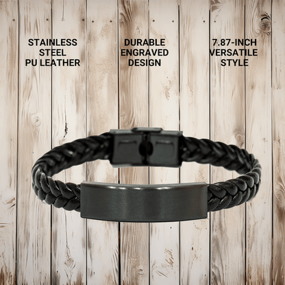 Cool Claims Adjuster Mom Gifts - Interlaced Leather Bracelet for Mom - 'I Am A Claims Adjuster Mom. Just Like A Normal Mom Except Much Cooler.' small / Black