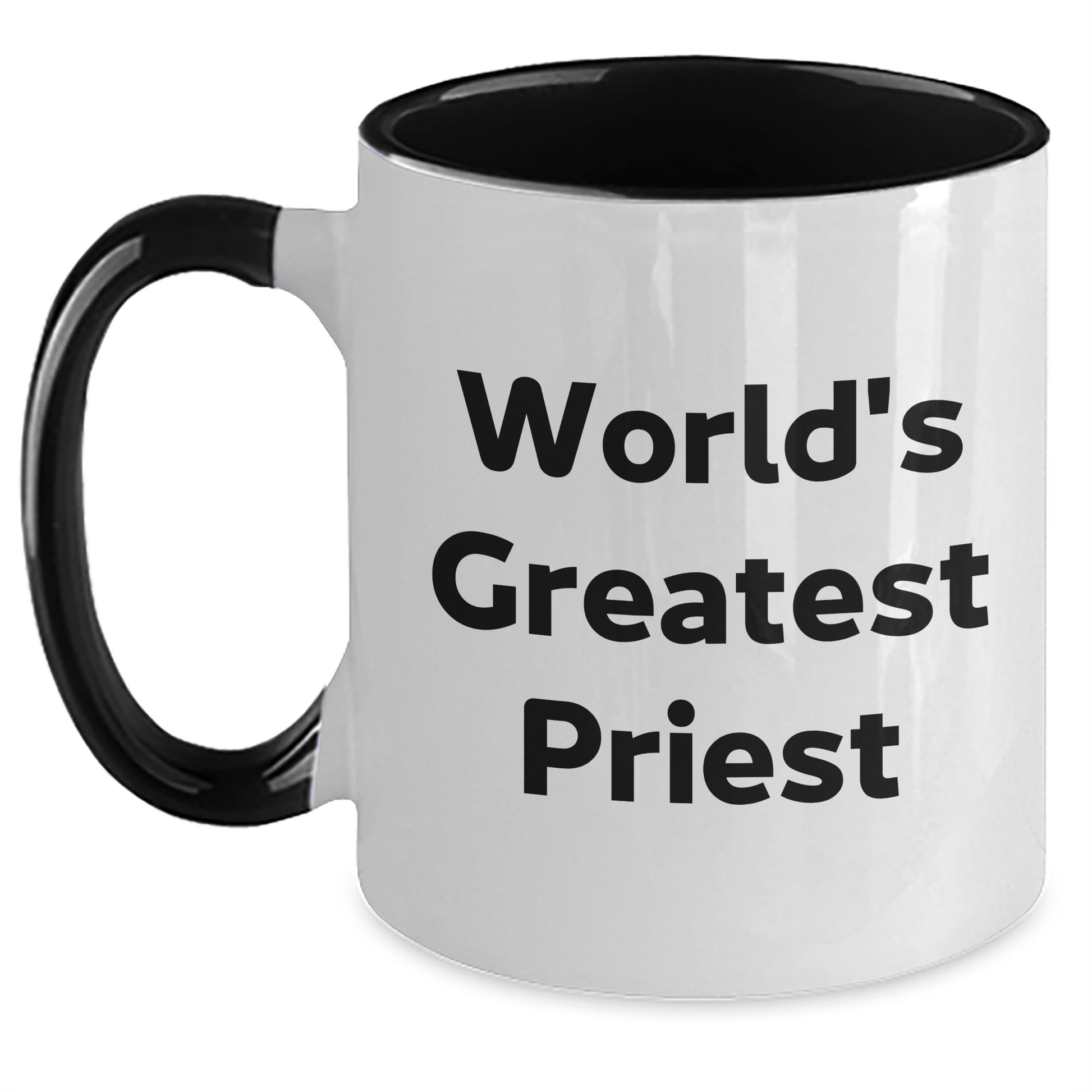 Funny Priest Gifts from Friends - 'World's Greatest Priest' Two Tone Coffee Mug for Men, Navy and White White/Black / 11oz