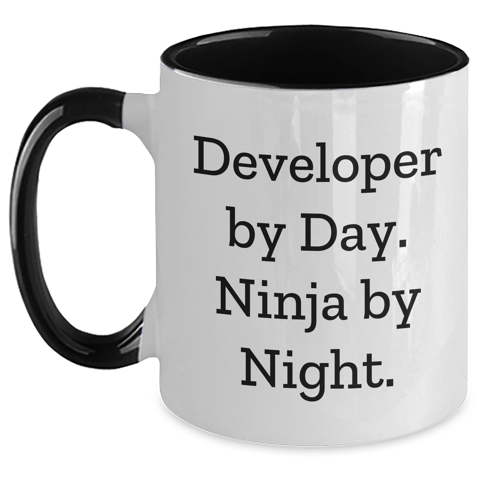 Developer Gifts from Ninja by Day Two Tone Coffee Mug, Funny Quote for Dad's Special Day, Gifts for Developers, Unique Father's Day Unique Gift - Main